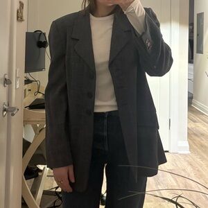 Ellen Tracy Charcoal Gray Oversized Blazer Jacket